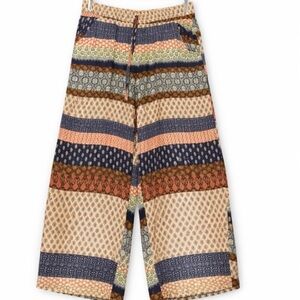 Joe B Boho Wide Leg Pants XS – Multicolor Patchwork Print Rayon Flowy Palazzo
